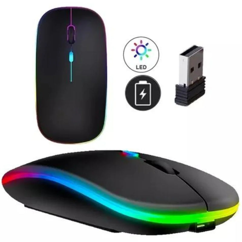 Mouse Recarregavel Sem Fio Led RGB