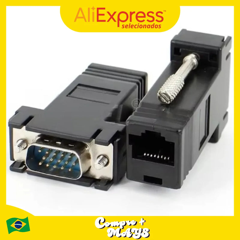 Kit de Adaptador de Extensão VGA (02) para Cabo de Vídeo RJ45