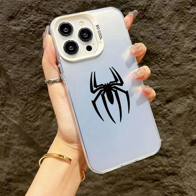 Capa para iPhone com Estampa de Morcego e Aranha – Textura Fosca, à Prova de Choques, com Borda Protetora