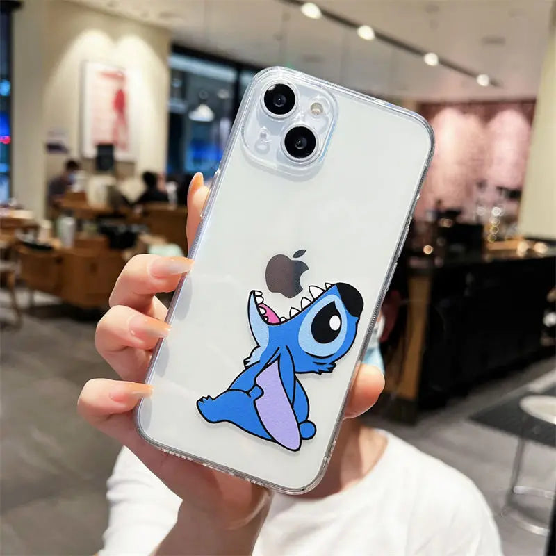 Capa para iPhone com Estampa de Stitch – Estilo Cartoon Fofo Y2K, Material TPU Macio