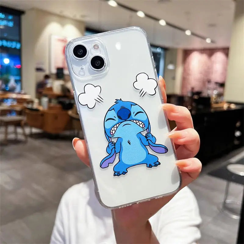 Capa para iPhone com Estampa de Stitch – Estilo Cartoon Fofo Y2K, Material TPU Macio