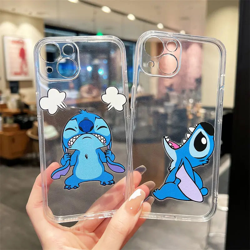 Capa para iPhone com Estampa de Stitch – Estilo Cartoon Fofo Y2K, Material TPU Macio