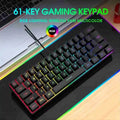 Teclado de jogo mini 60%, RGB, compacto, à prova d'água, 61 teclas para gamers de PC/Mac