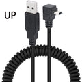 Cabo de Dados Mini USB com Curva de 90 Graus – Conector em T (V3) para Carga e Transferência de Dados, com opções de curva para cima, para baixo, à esquerda e à direita.