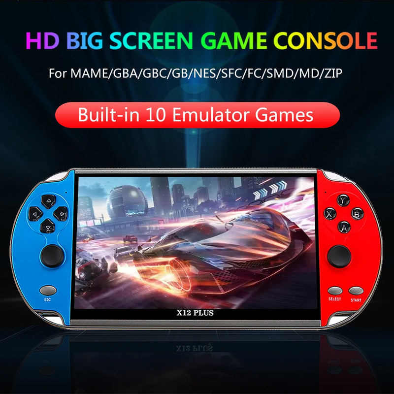 X7/X12 Plus Video Game Console 7.1/5.1/4.3 Inch Portable Game Consoles Built-in 10000 Retro Gaming HD Video Console Arcade Mame