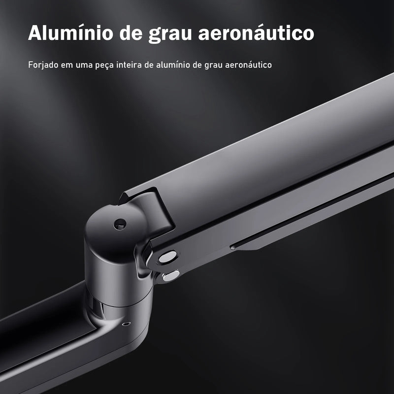 Suporte de Monitor Articulado Premium - Braço de Alumínio com Movimento Completo e Mola Mecânica.