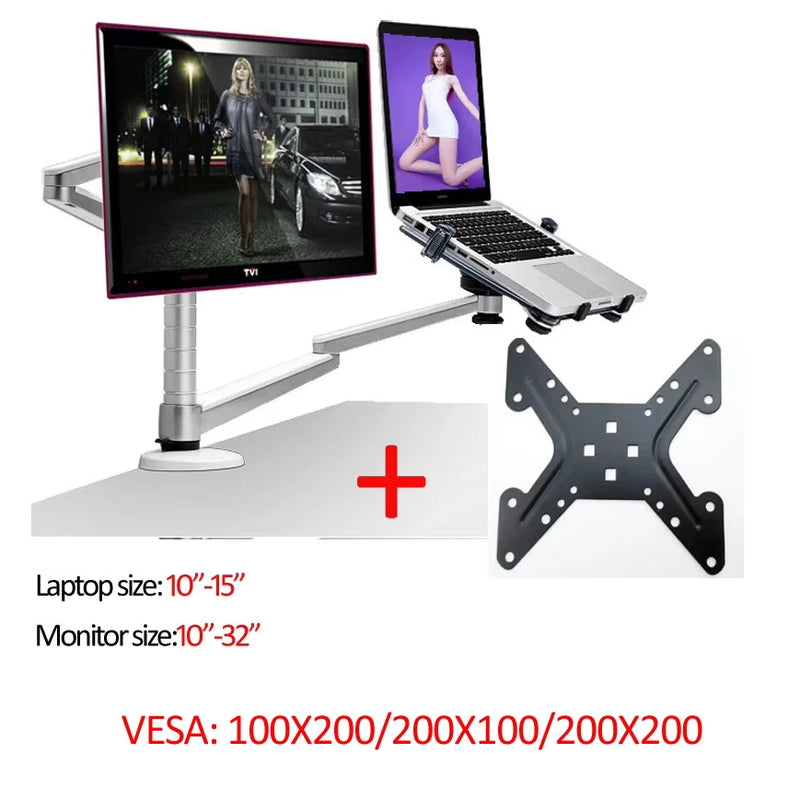 Suporte de Mesa Multimídia OA-7X com Braço Longo de 25 polegadas para Monitor LCD e Suporte para Laptop - Suporte de Mesa com Movimento Completo para Dois Monitores