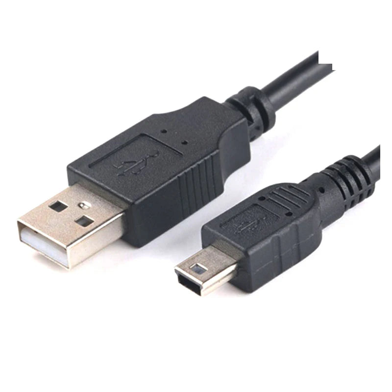 Cabo de Dados Mini USB com Curva de 90 Graus – Conector em T (V3) para Carga e Transferência de Dados, com opções de curva para cima, para baixo, à esquerda e à direita.