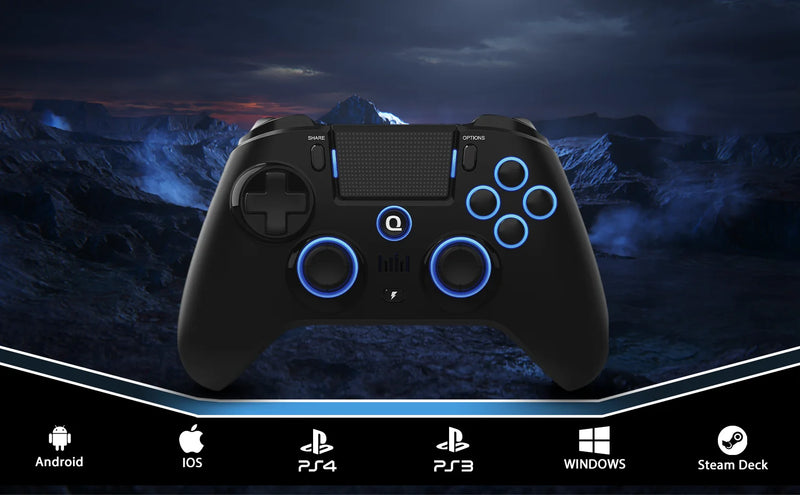 QRD Spark N5 Wireless Controller forPS5 PS4 PS3 IOS Android PC Hall Effect 9-color LED lights Vibration effect PS4 Gamepad