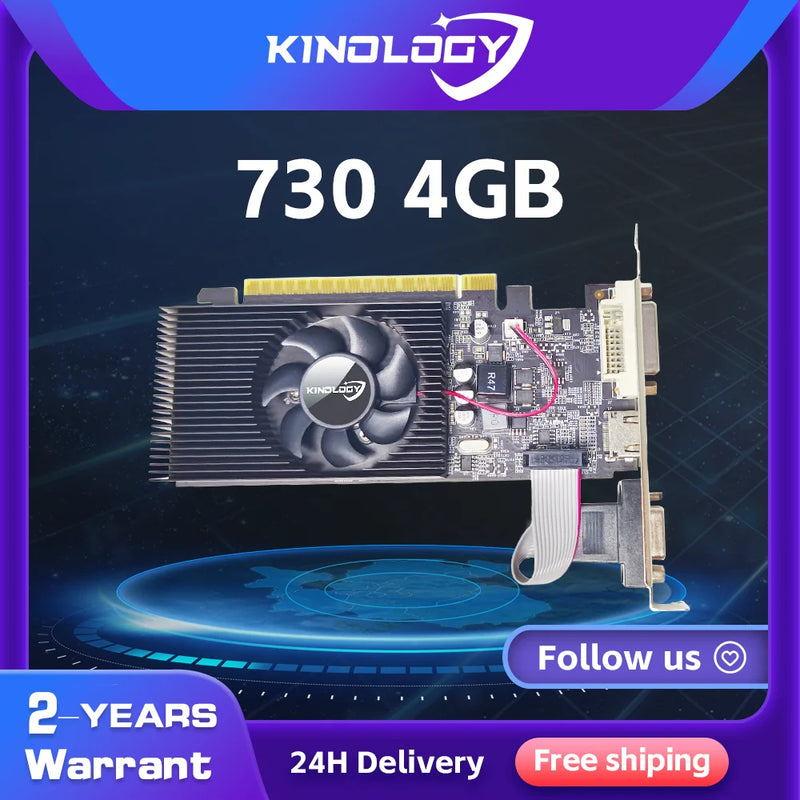 Placa de Vídeo GT730 4GB DDR3 128Bit/64Bit com Portas HDMI, VGA e DVI, PCI-E2.0 16X, Placa de Vídeo para Computador GT610 para Escritório/Casa