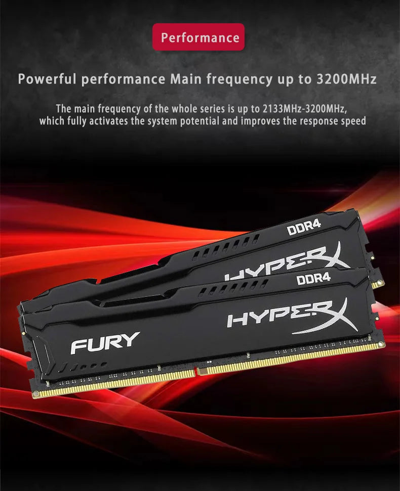 HyperX Fury Memoria DDR4 8GB 16GB 32GB RAM 3600MHz 3200MHz 2666MHz 2400MHz 2133MHz Desktop RAM 1.2V DIMM PC-21300 25600