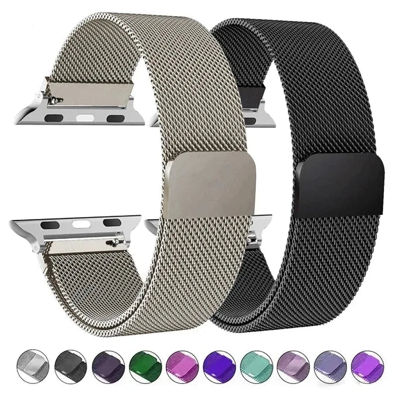 Pulseira Milanese para Apple Watch - Tamanhos: 38mm, 40mm, 41mm, 42mm, 44mm, 45mm, 49mm. Compatível com iWatch Series 3, 5, 6, SE, 7, 8, 9, 10 e Ultra 2.