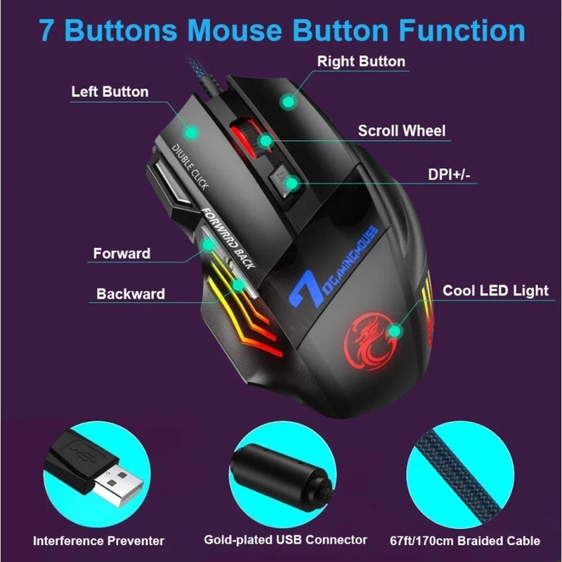 Mouse Gamer Laser X7 3200dpi Original KAPBOM  Led