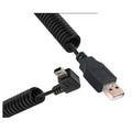 Cabo de Dados Mini USB com Curva de 90 Graus – Conector em T (V3) para Carga e Transferência de Dados, com opções de curva para cima, para baixo, à esquerda e à direita.