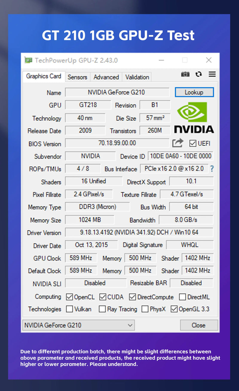 Placa de Vídeo GT730 4GB DDR3 128Bit/64Bit com Portas HDMI, VGA e DVI, PCI-E2.0 16X, Placa de Vídeo para Computador GT610 para Escritório/Casa