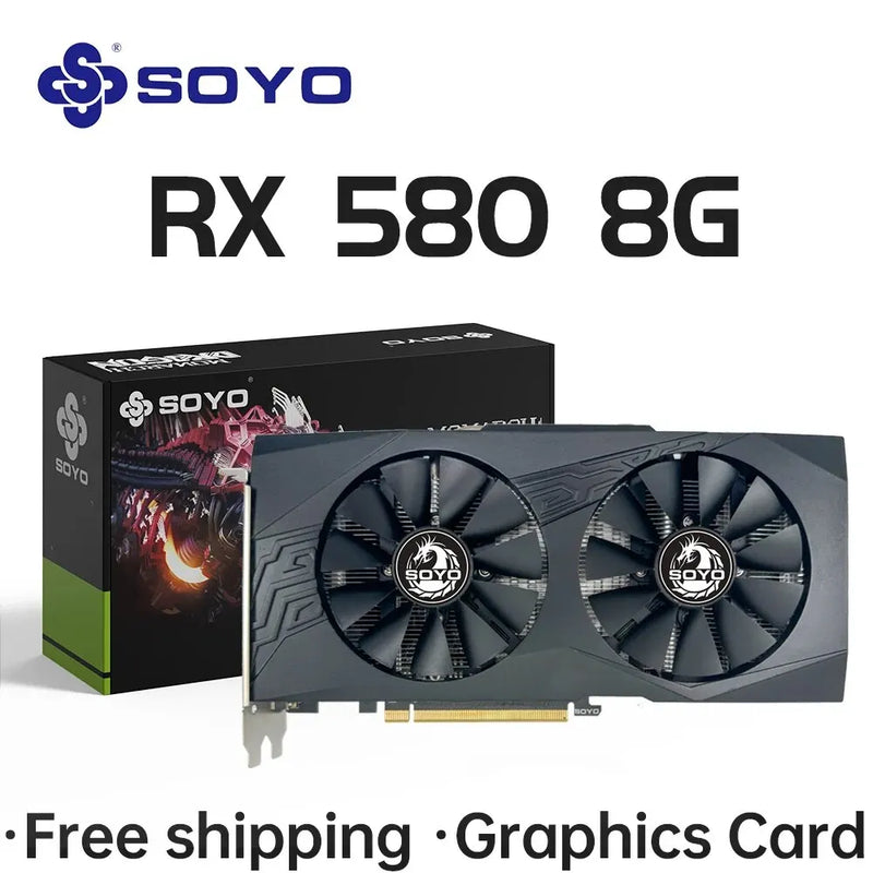 Placa de Vídeo SOYO Graphics Cards Radeon RX580 8G Memória GDDR5 para Jogos de Vídeo, PCIE3.0x16, GPU, Componentes para Computador Desktop AMD RX 580 8G