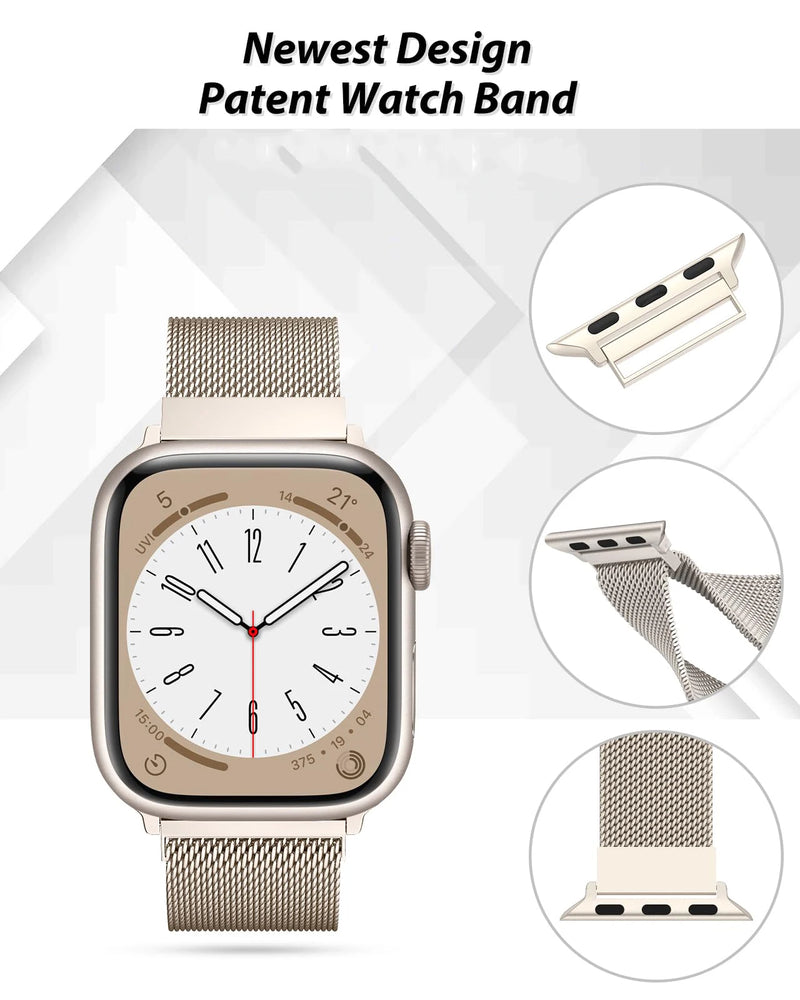 Pulseira Milanese para Apple Watch - Tamanhos: 38mm, 40mm, 41mm, 42mm, 44mm, 45mm, 49mm. Compatível com iWatch Series 3, 5, 6, SE, 7, 8, 9, 10 e Ultra 2.