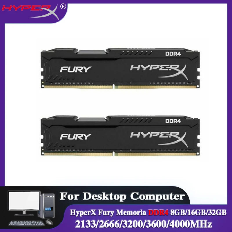 HyperX Fury Memoria DDR4 8GB 16GB 32GB RAM 3600MHz 3200MHz 2666MHz 2400MHz 2133MHz Desktop RAM 1.2V DIMM PC-21300 25600